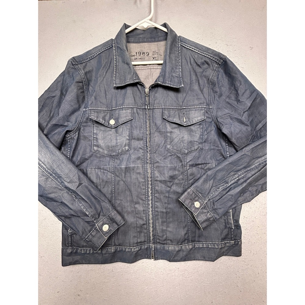 Gap 1969 Zip Jacket 100% Cotton Dark Wash Blue XL Mens